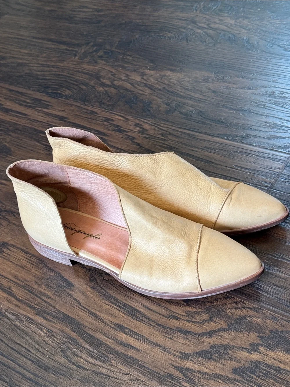 Free People Tan Leather Pointed Slip-On Flats